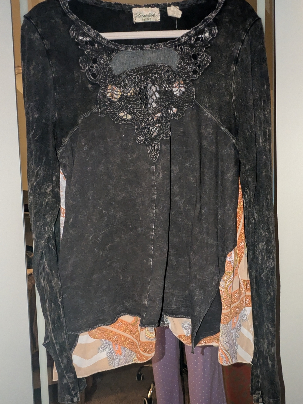 Black Layered Lace-Detail Women's Top